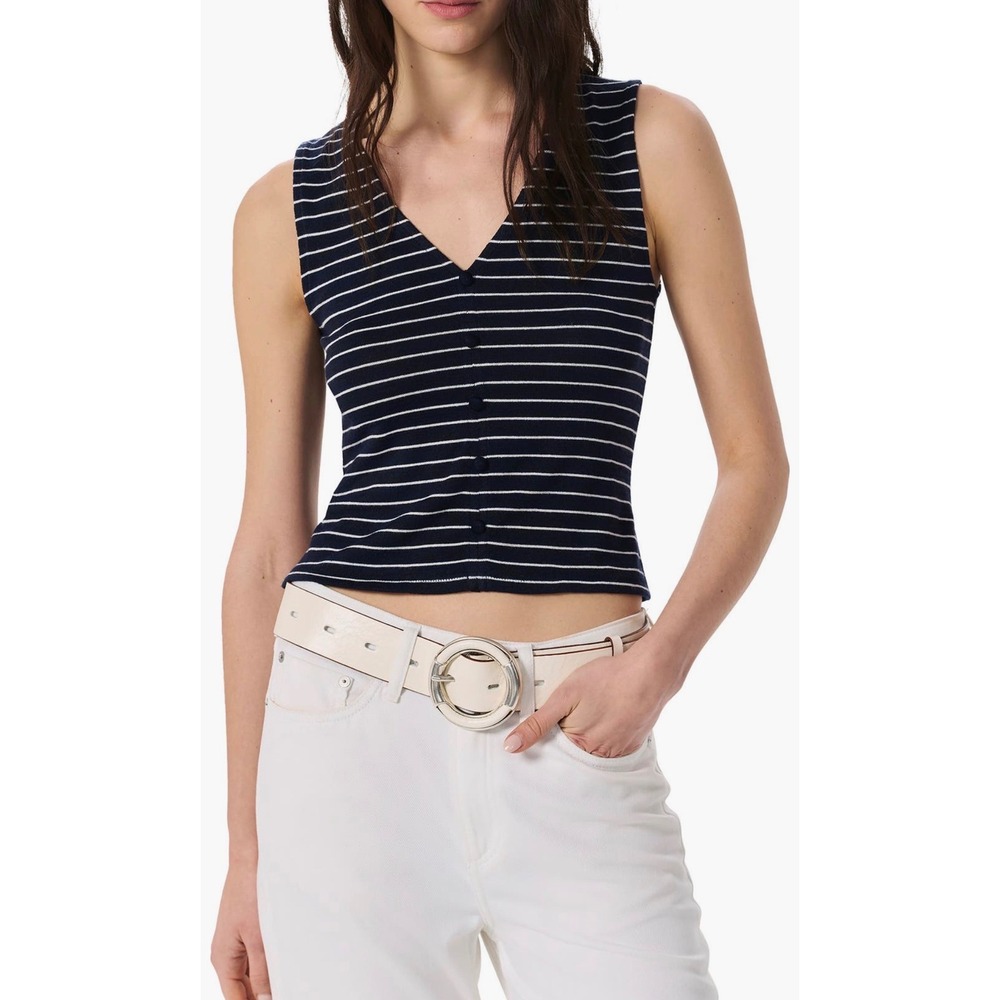 NWT Rag & Bone Navy Knit Button Up Tank / Size L / MSRP $148